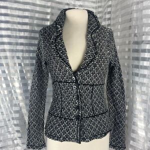 Nine West Black/White Button Uo Collated Jacket
